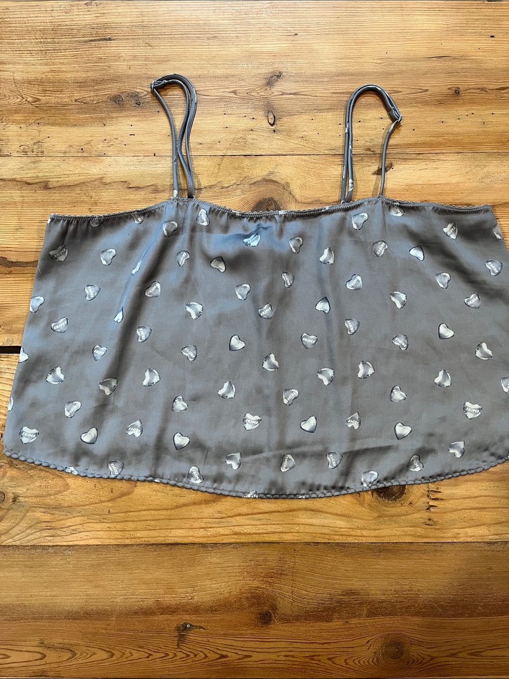 SKIMS L Gray Candy Heart Logo Oversized Sleep Top Tank Top